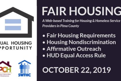 Training Detail Image: Fair Housing - October 22, 2019. Covers: Fair Housing Requirements, Housing Nondiscrimination, Affirmative Outreach, HUD Equal Access Rule